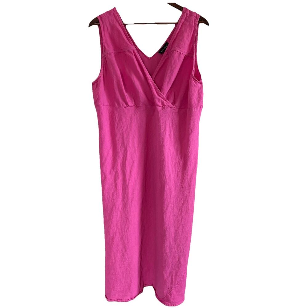 Lane Bryant Pink Sleeveless V-Neck Linen Blend Midi Dress Size 18